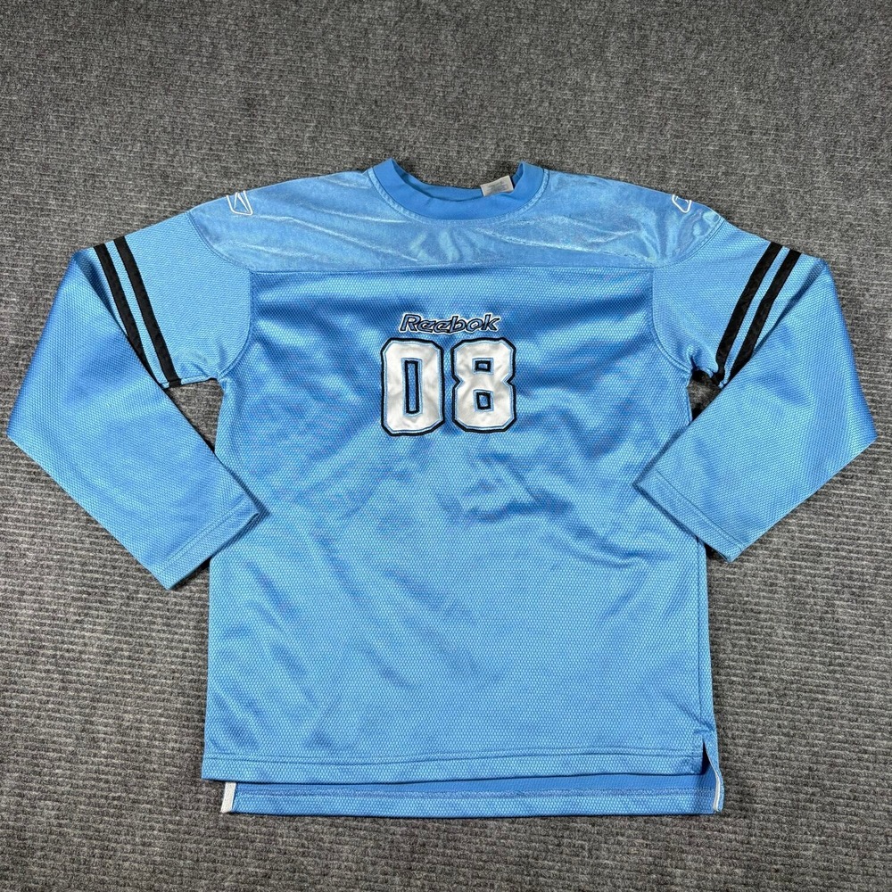 Reebok Football Jersey Youth L Blue Excellent Long Sleeve 08 Graphic Sporty